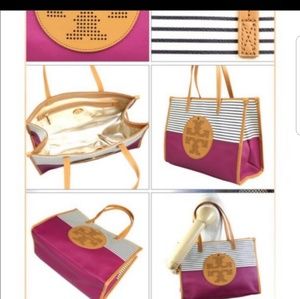 Tory Burch Viva Stripe Pink Small Tote, Rare